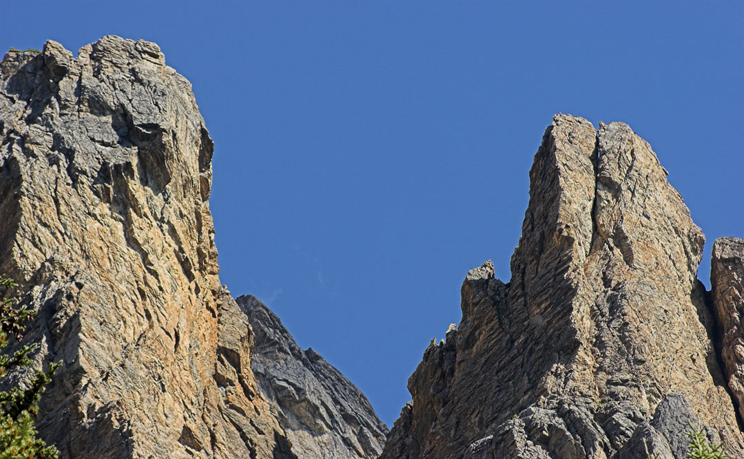 rock towers above the trail